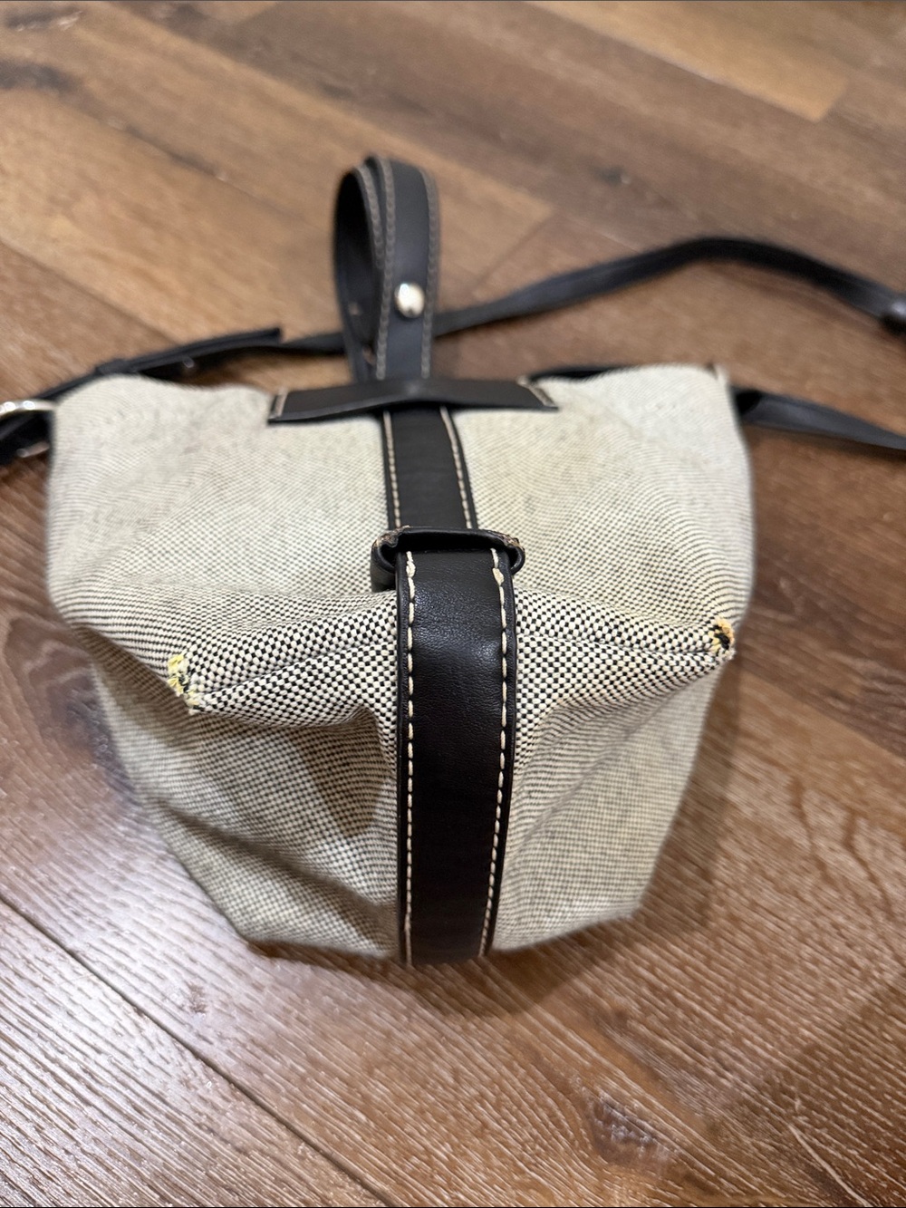 Proenza Schouler Gray Canvas Crossbody bucket bag with Black Leather Trim - Picture 8 of 8